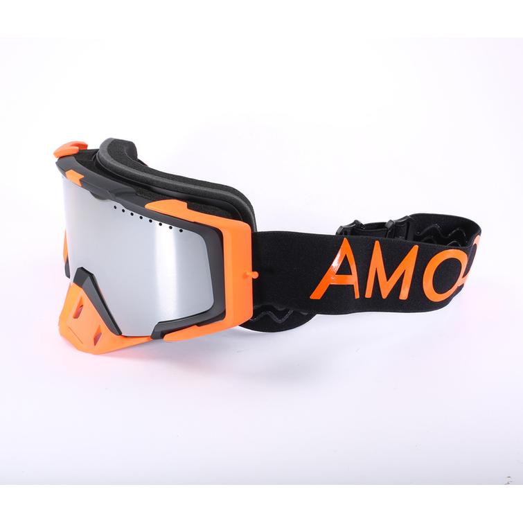 Aster Vent+ snowmobile goggles black-orange silver mirror lens