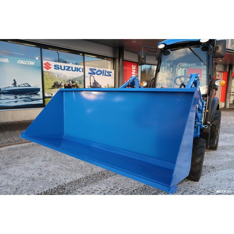 Solis 26 HST hytill&auml; 4wd sininen pientraktori etukuormaajalla ja sorakauhalla