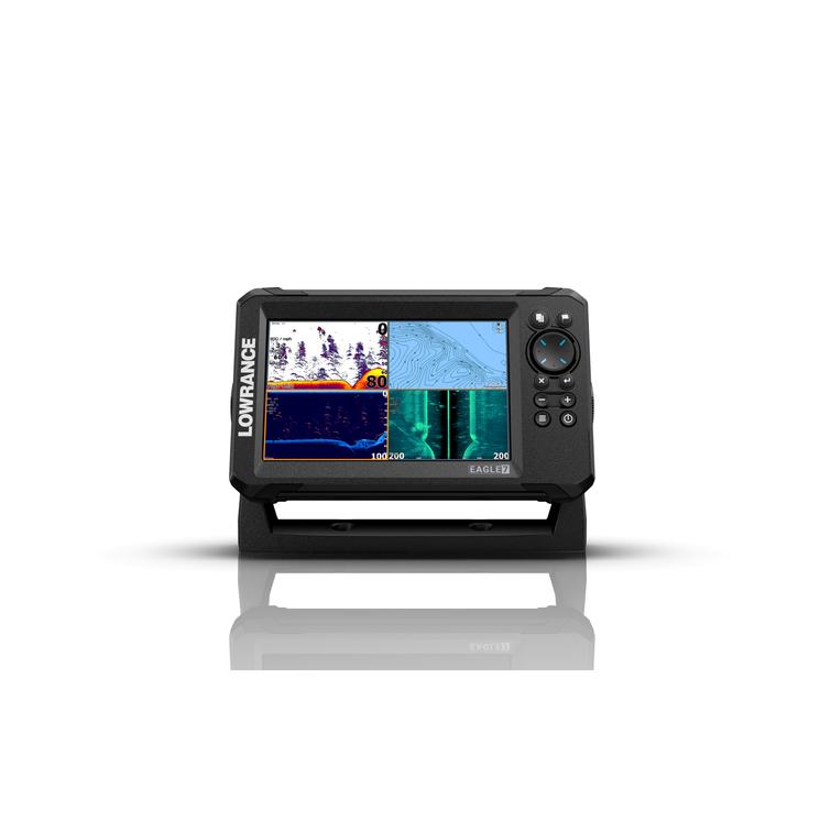Lowrance Eagle 7" värinäytöllinen yhdistelmälaite, IPS näyttö, HI-CHIRP/200/455/800kHz/Structurescan, GPS karttaplotteri MicroSD korttipaikalla, Tripleshot HD anturi