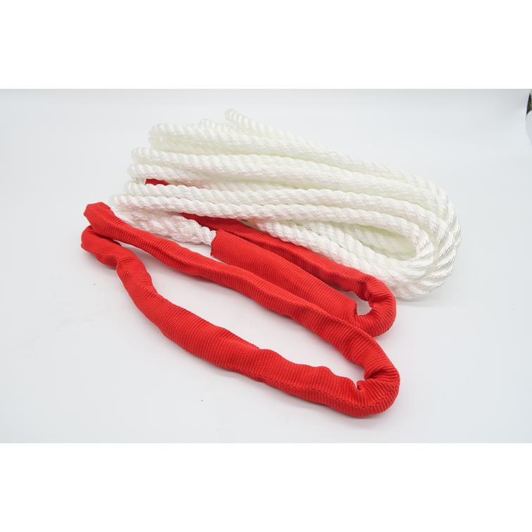 Kiinnitysköysi valkoinen 12mm 10m silmukalla punaiset hankaussuojat., kelluva