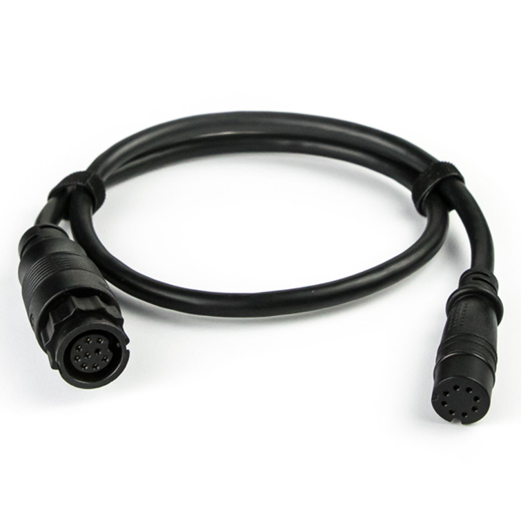 Lowrance anturijohdon adapteri, anturissa 9pin musta liitin => laitteessa Hook2/Reveal liitin