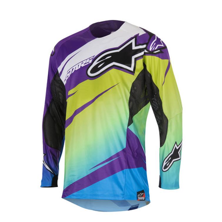 ALPINESTARS TECHSTAR VENOM JERSEY LIME CYAN PURPLE