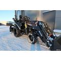 26 9+9 XL 4wd musta pientraktori etukuormaajalla, sorakauhalla ja lumilingolla