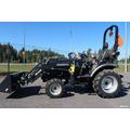 Solis 26 9+9 XL 4wd musta pientraktori etukuormaajalla ja sorakauhalla