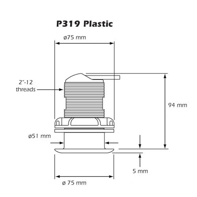 Airmar P319 50/200 khz pohjanläpianturi (Lowrance liitin)