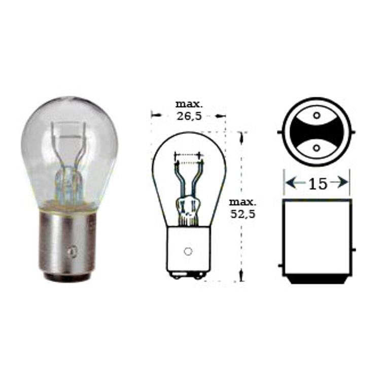 Lamppu 6v 10/3w Bay 15d