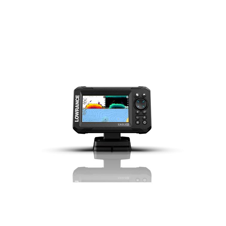 - Esittelykone - Lowrance Eagle 5" värinäytöllinen yhdistelmälaite, IPS näyttö, MED/HI CHIRP/83/200/DSI, GPS karttaplotteri MicroSD korttipaikalla, Splitshot HD anturi