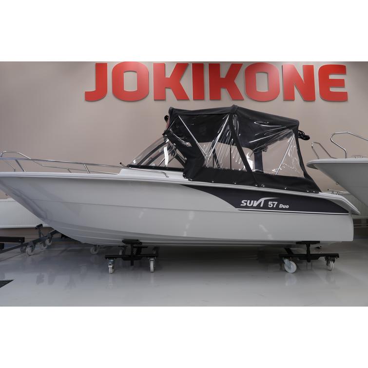 Suvi 57 Duo 2023 + Mercury F80 uusi vene tyynysarjalla ja perähyttikuomulla