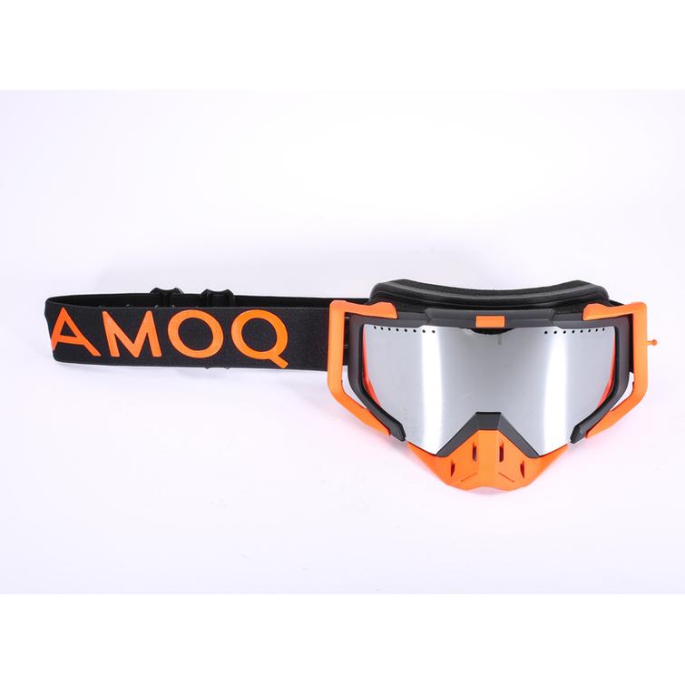 Aster Vent+ snowmobile goggles black-orange silver mirror lens