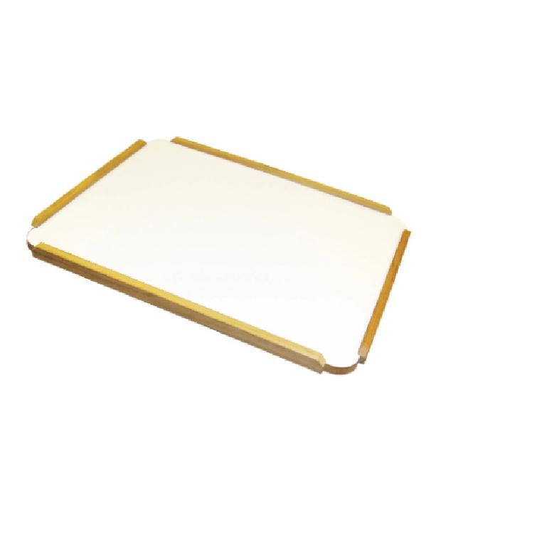 P&ouml;yt&auml;levy, valkea, teak listat reunoissa, koko 41x51cm 