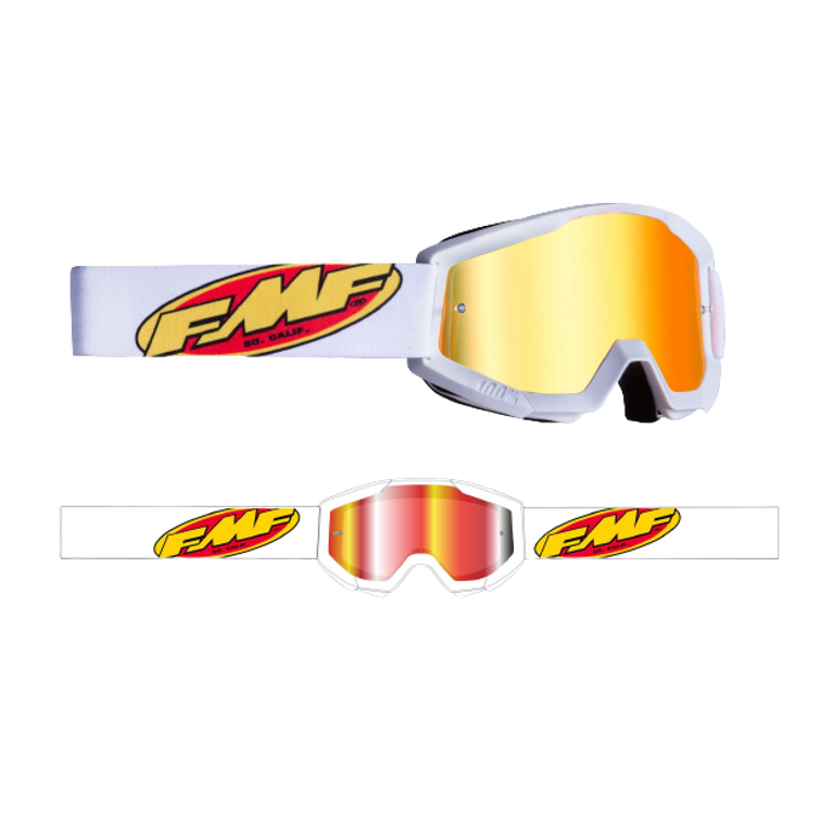 FMF Powercore Goggles White/Red Mirror Lens