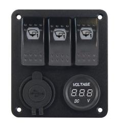 Katkaisinpaneeli 3 kytkint&auml; + tup.syt + j&auml;nniten&auml;ytt&ouml;