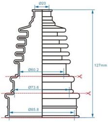 Suojakumisarja yleismalli 20 x 60/74/86 x 127mm