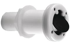 L&auml;pivienti takaiskuventtiilill&auml;, valkoinen nailon ja musta vinyylil&auml;pp&auml;, halkaisija 38 mm letkulle