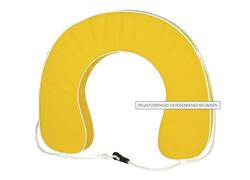 Hevosenkenk&auml;-mallinen pelastusrengas. Nailon-p&auml;&auml;llyste. Keltainen.
