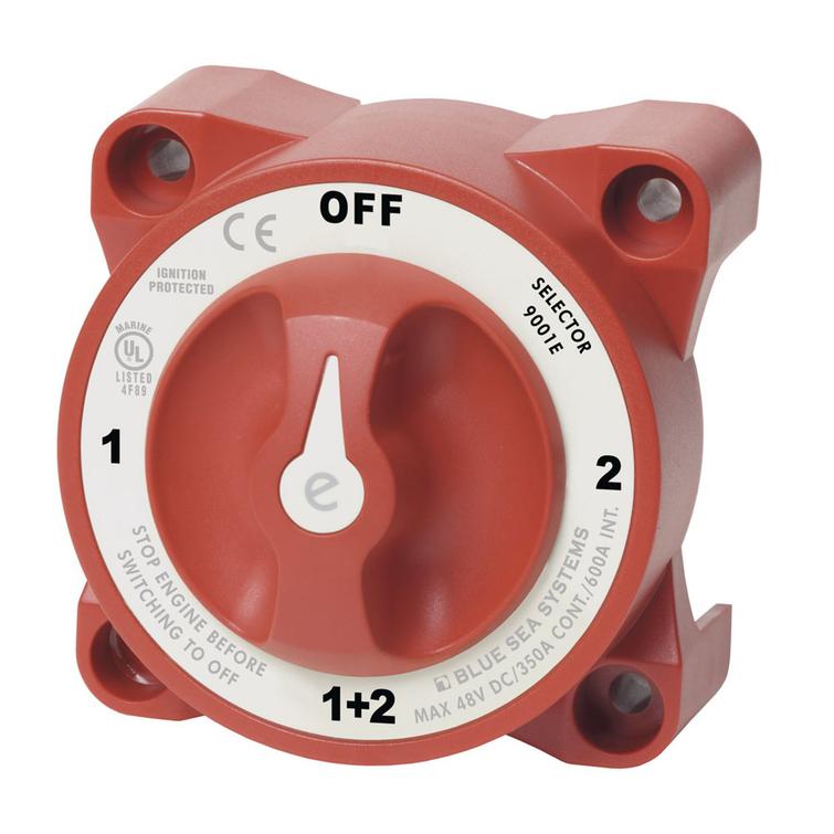 P&auml;&auml;virtakytkin kahdelle akulle 1-2-OFF-Both