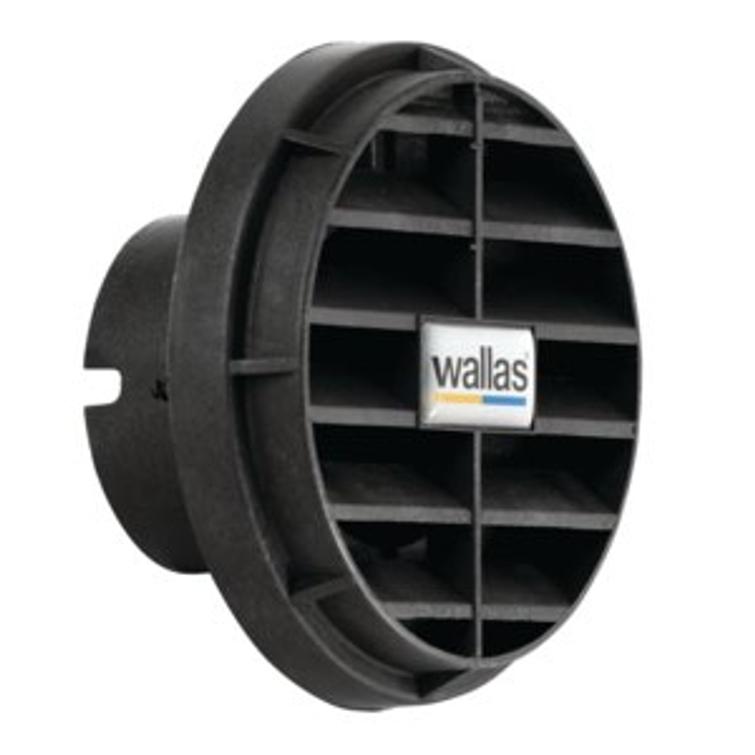 Wallas lämpimän ilman ulospuhallusritilä 60 mm, musta, sulkuläpällä