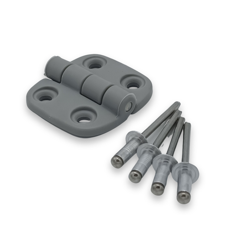 Sarana 40x42 mm, harmaa, muovia, pakkaus sisältää vetoniitit 4 kpl