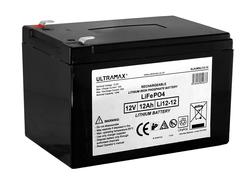 Ultramax LiFePO4 akku 12V 12Ah. IP65. Paino: 1,7kg.