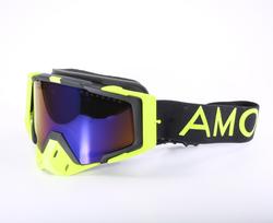Aster Vent+ snowmobile goggles black-HiVis blue mirror lens