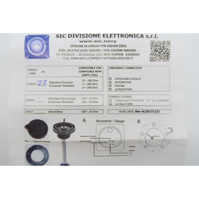 Polttoainemittarin anturi 126/191L 230 mm (Cross)