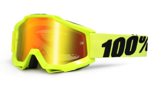 accuri fluo yellow snow goggle red mirror lens