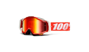 racecraft fire red goggle red mirror lens